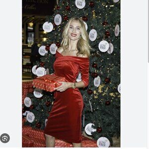 Zara Velvet Tube Dress Off Shoulder Crossover Red Size Small